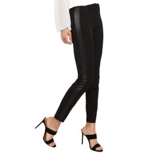 Express Black Mid Rise Skinny Faux Leather Side Pants Office Work Business 4R